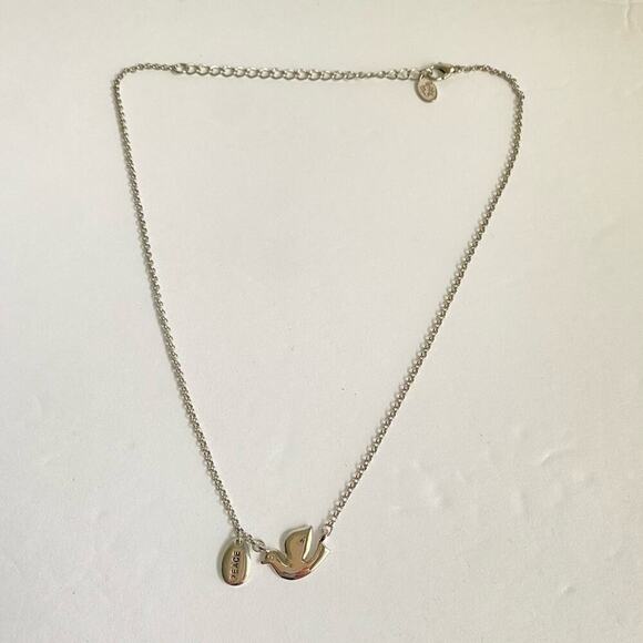 SOLD Vintage Cookie Lee Peace Dove Necklace Silver Tone Bird Dainty Holiday - Picture 7 of 8